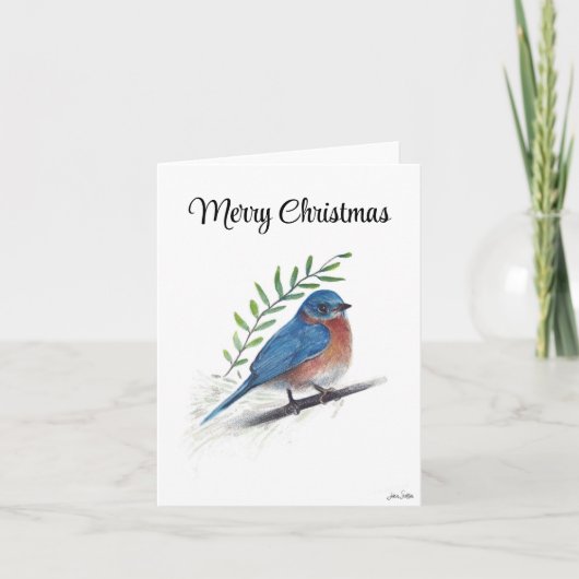 Frohe Weihnachts Bluebird Bird Holiday Card Karte (Vorderseite)