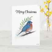 Frohe Weihnachts Bluebird Bird Holiday Card Karte (Gelbe Blume)