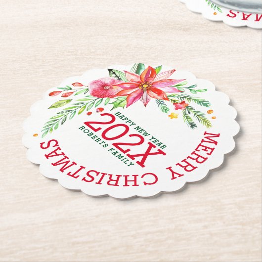 Frohe Weihnachts-Blume Bouquet Happy New Year Untersetzer (angewinkelt)