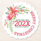 Frohe Weihnachts-Blume Bouquet Happy New Year Untersetzer (Vorderseite)