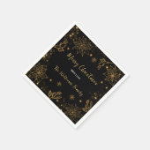 Frohe Weihnachts-Blume und Sterne | Black Gold Serviette (Ecke)