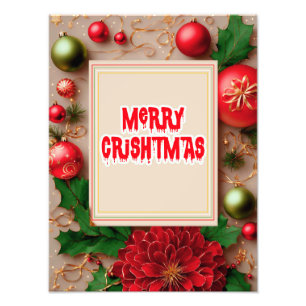 Frohe Weihnachts-Blume Wreath Fotodruck