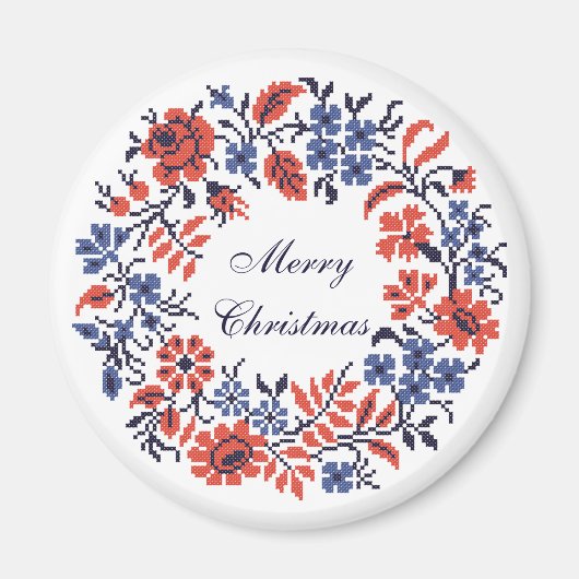 Frohe Weihnachts-Blume-Zyklus Magnet (Vorne)