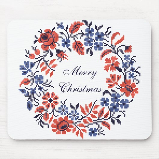 Frohe Weihnachts-Blume-Zyklus Mousepad (Vorne)