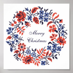 Frohe Weihnachts-Blume-Zyklus Poster