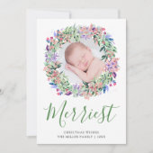 Frohe Weihnachts-Blumenkraut-Foto Feiertagskarte (Vorderseite)