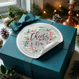 Frohe Weihnachts-Blumenrede ins neue Jahr Runder Aufkleber