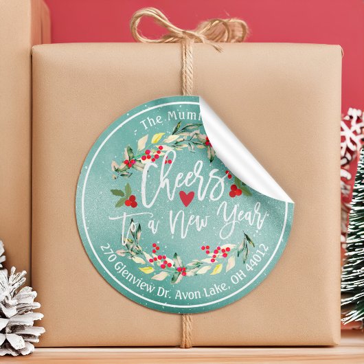 Frohe Weihnachts-Blumenrede ins neue Jahr Runder Aufkleber