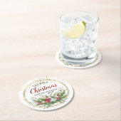 Frohe Weihnachts-Blumenzettel-Untersetzer Runder Pappuntersetzer (Vor Ort)