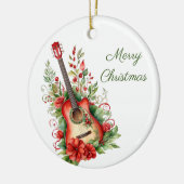 Frohe Weihnachts Boho Gitarre und Blume Ornament (Links)