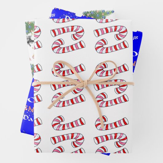 Frohe Weihnachts-Bonbons Umhüllungspapierblätter Geschenkpapier Set (Beispiel)