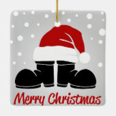 Frohe Weihnachts-Boot & Hat Keramikornament (Rückseite)