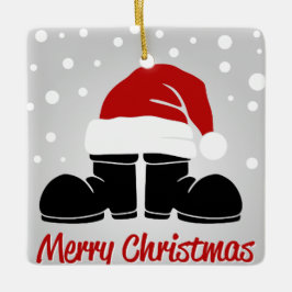 Frohe Weihnachts-Boot & Hat Keramikornament