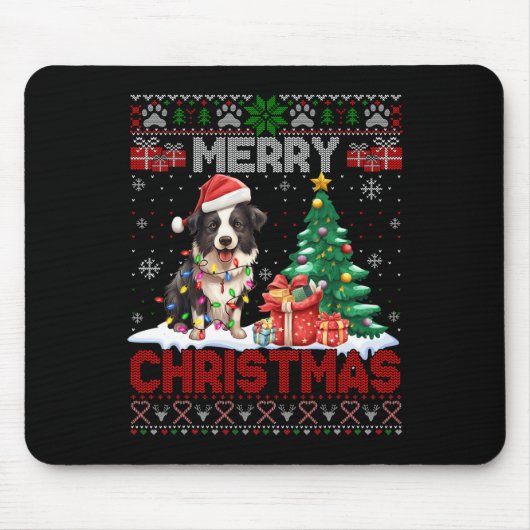 Frohe Weihnachts-Border Collie Dog liebt Ugly Xmas Mousepad (Vorne)