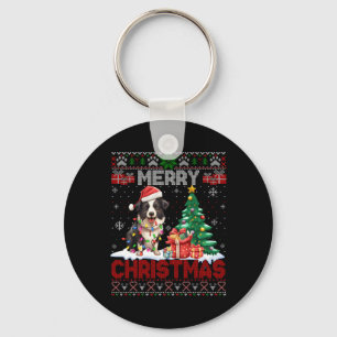 Frohe Weihnachts-Border Collie Dog liebt Ugly Xmas Schlüsselanhänger
