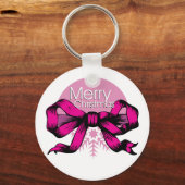 Frohe Weihnachts-Bow-Schlüsselanhänger Schlüsselanhänger (Vorderseite)