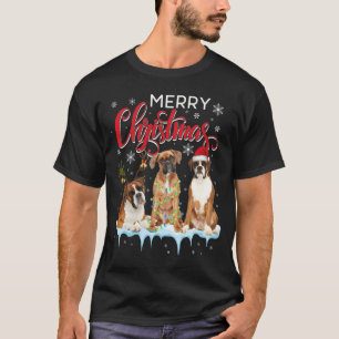 Frohe Weihnachts Boxer Dog Santa Light Reindeer Ha T-Shirt