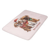 Frohe Weihnachts-Boxer-Hunde Badematte (Schrägansicht)