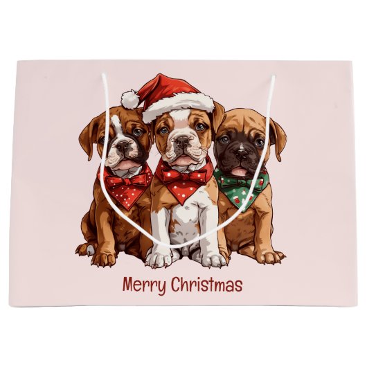 Frohe Weihnachts-Boxer-Hunde Große Geschenktüte (Vorderseite)
