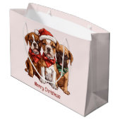 Frohe Weihnachts-Boxer-Hunde Große Geschenktüte (Rückseite Schrägansicht)