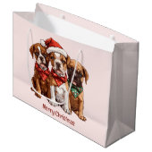 Frohe Weihnachts-Boxer-Hunde Große Geschenktüte (Vorderseite Schrägansicht)