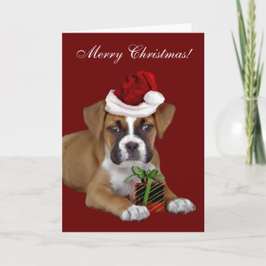 Frohe Weihnachts-Boxer-Hunde-Grußkarte Feiertagskarte (Vorderseite)
