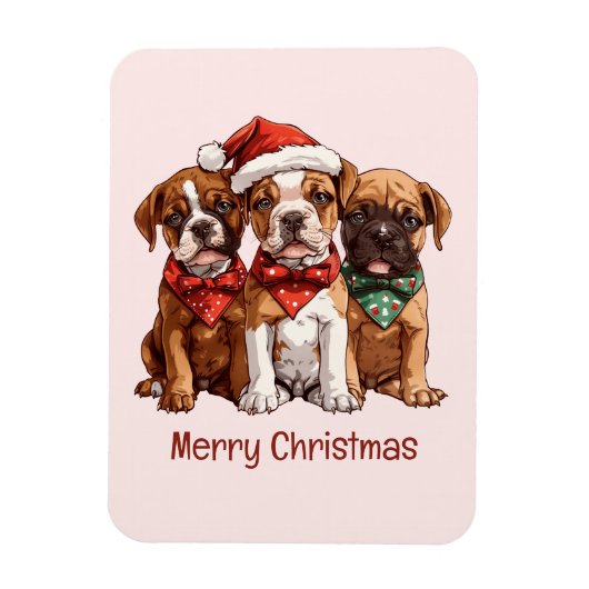 Frohe Weihnachts-Boxer-Hunde Magnet (Vertikal)