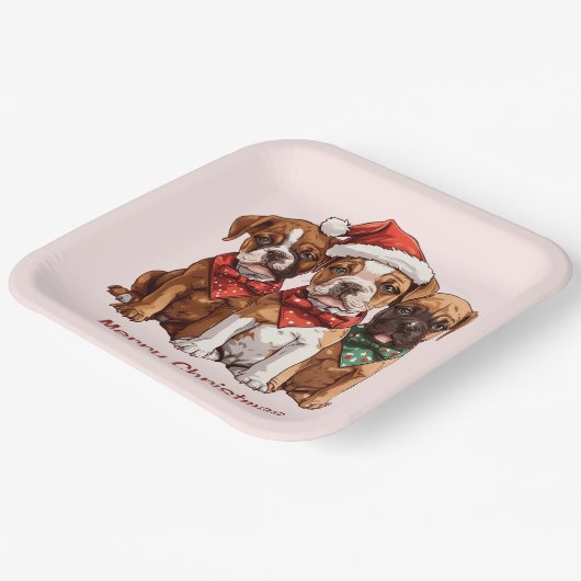 Frohe Weihnachts-Boxer-Hunde Pappteller (Gewinkelt)