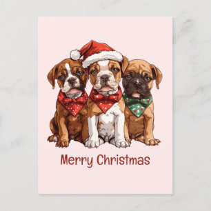 Frohe Weihnachts-Boxer-Hunde Postkarte