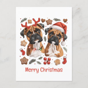 Frohe Weihnachts-Boxer-Hunde Postkarte