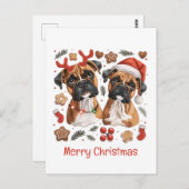 Frohe Weihnachts-Boxer-Hunde Postkarte (Vorne/Hinten)