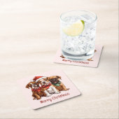 Frohe Weihnachts-Boxer-Hunde Rechteckiger Pappuntersetzer (Vor Ort)