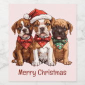 Frohe Weihnachts-Boxer-Hunde Weinetikett (Einzelnes Label)