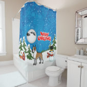 Frohe Weihnachts-Boxer mit einem Schneemann und We Duschvorhang (Beispiel)