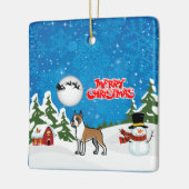 Frohe Weihnachts-Boxer mit einem Schneemann und We Keramikornament (Links)