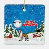 Frohe Weihnachts-Boxer mit einem Schneemann und We Keramikornament (Rückseite)
