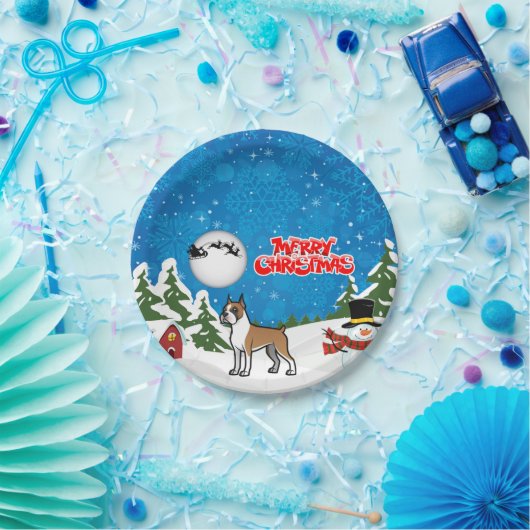 Frohe Weihnachts-Boxer mit einem Schneemann und We Pappteller (Party)