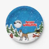 Frohe Weihnachts-Boxer mit einem Schneemann und We Pappteller (Vorderseite)