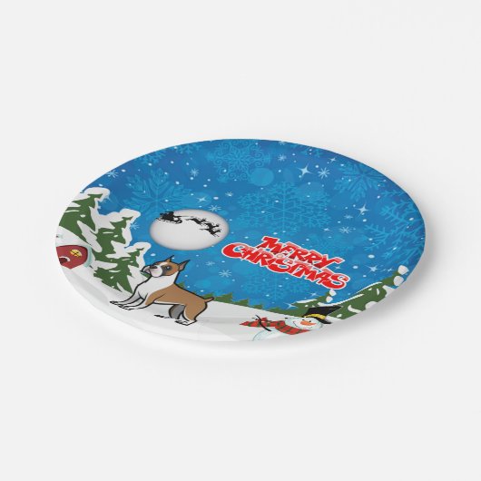 Frohe Weihnachts-Boxer mit einem Schneemann und We Pappteller (Schrägansicht)