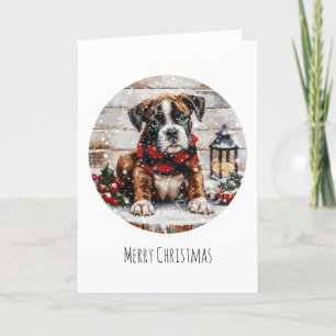 Frohe Weihnachts-Boxer-Welpe Feiertagskarte