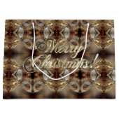 Frohe Weihnachts-Braun-Muster-Imitate Gold-Script Große Geschenktüte (Vorderseite)