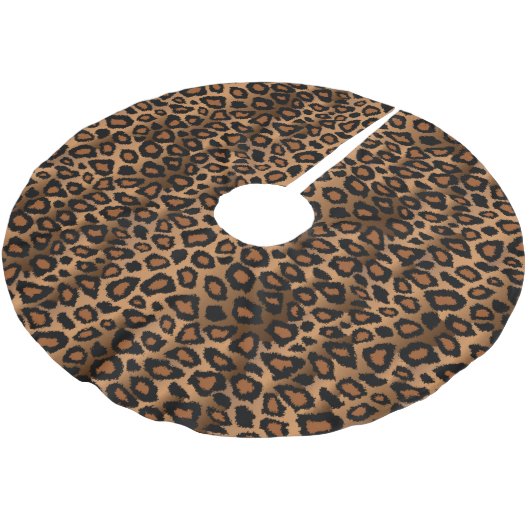 Frohe Weihnachts-Brauner Leopard-Tierdruck Polyester Weihnachtsbaumdecke (Schrägansicht)