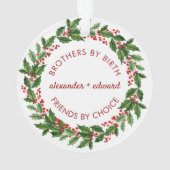 Frohe Weihnachts Brüder Foto Red Green Ornament (Rückseite)