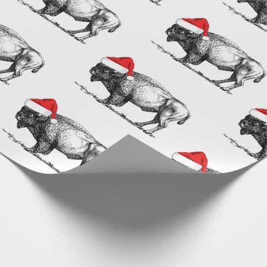 Frohe Weihnachts Buffalo Geschenkpapier (Ecke)
