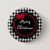 Frohe Weihnachts Buffalo Kariert Country Style Button (Vorderseite)