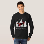 Frohe Weihnachts Buffalo Kariert Dinosaurier Santa T-Shirt (Vorne ganz)
