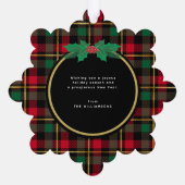 Frohe Weihnachts Buffalo Kariert Ornament Karte (Rückseite)