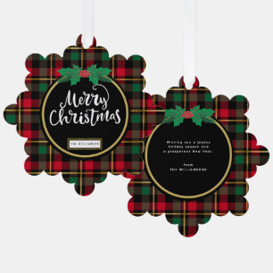 Frohe Weihnachts Buffalo Kariert Ornament Karte