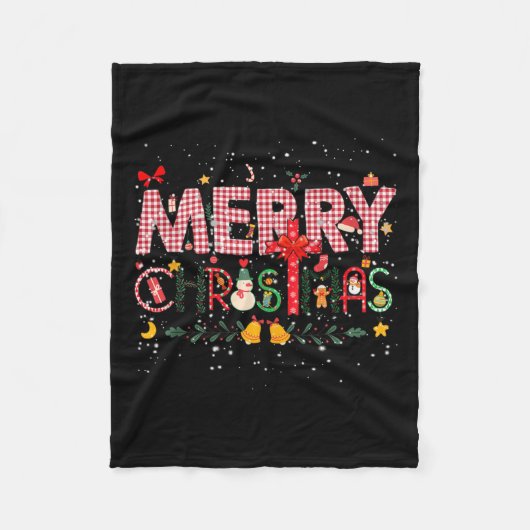 Frohe Weihnachts Buffalo Kariert Red Santa Family  Fleecedecke (Vorderseite)