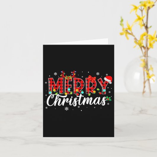 Frohe Weihnachts Buffalo Kariert Red Santa Family Karte (Gelbe Blume)